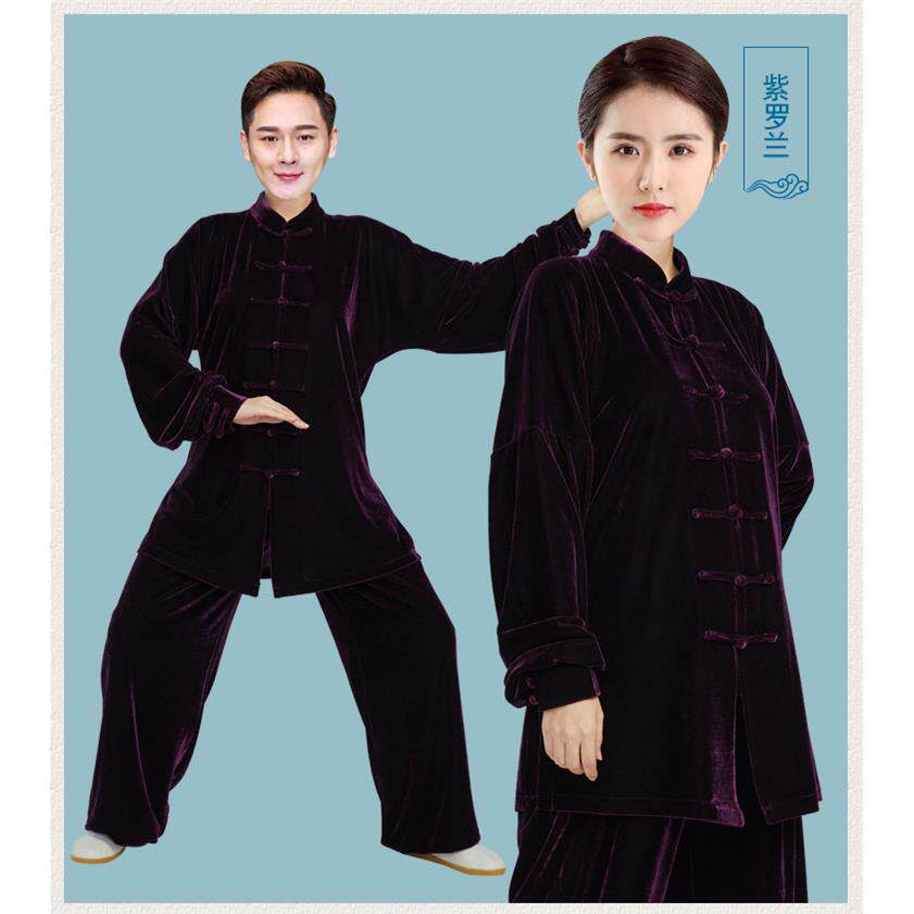 新款金丝绒太极中服秋冬季加厚2024新款长款太极拳功服男武术女练