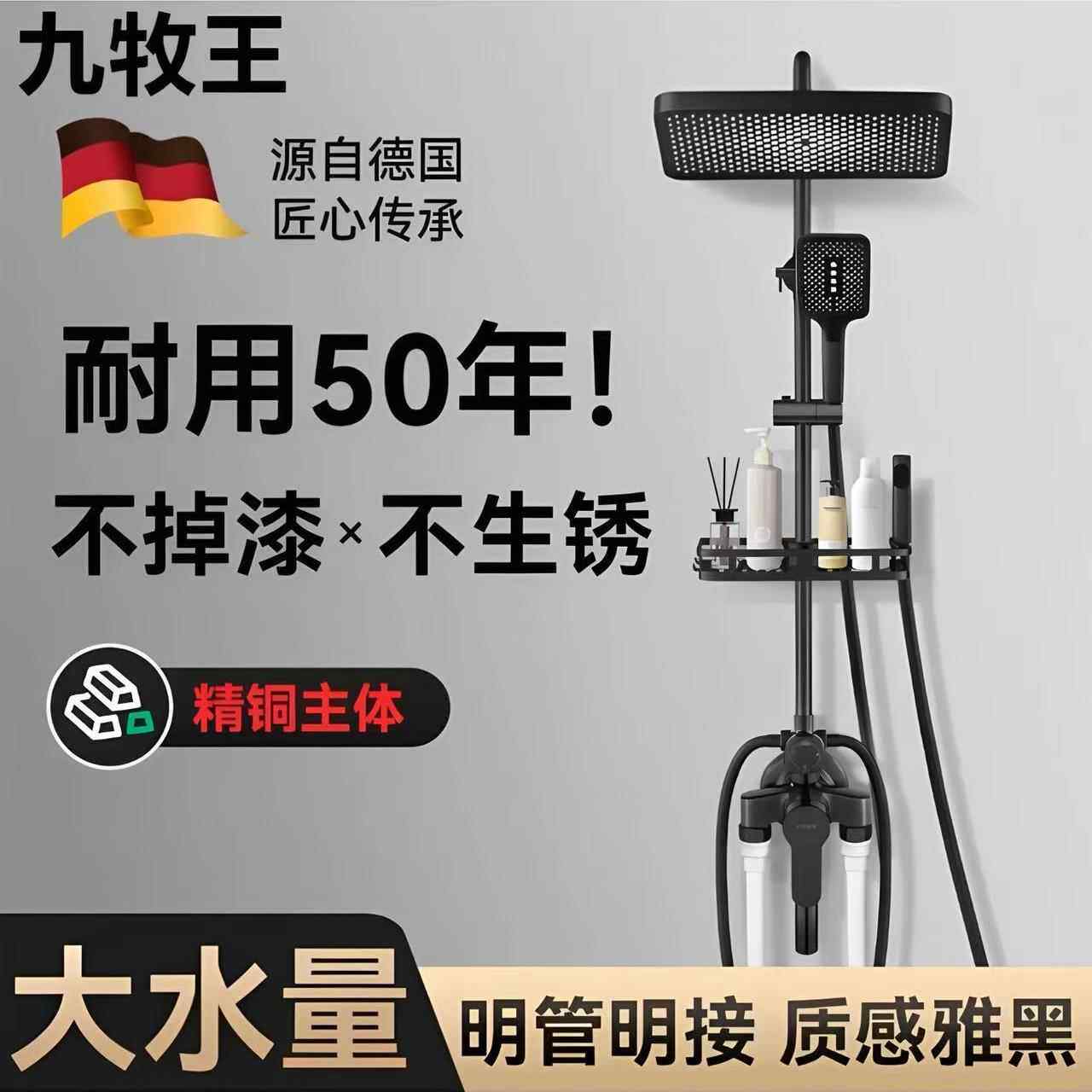 加厚全铜明装淋浴花洒套装家用卫生间沐浴室增压明管明接淋浴龙头