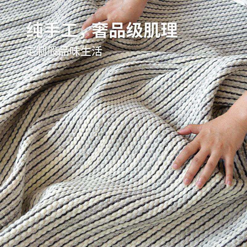 "零胶水"环保手工新西兰羊毛地毯客厅意式轻奢别墅卧室无胶无甲醛