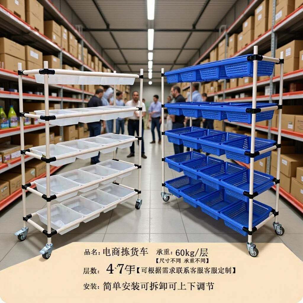 淘宝电商拣货车仓库拖车装卸货分拣搬运车配货车精益管手推车