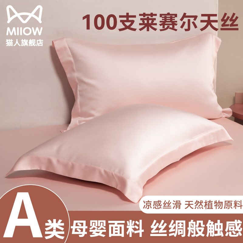 夏季天丝枕套一对装家用48cmx74cm轻奢高级冰丝真丝枕头套内胆套4