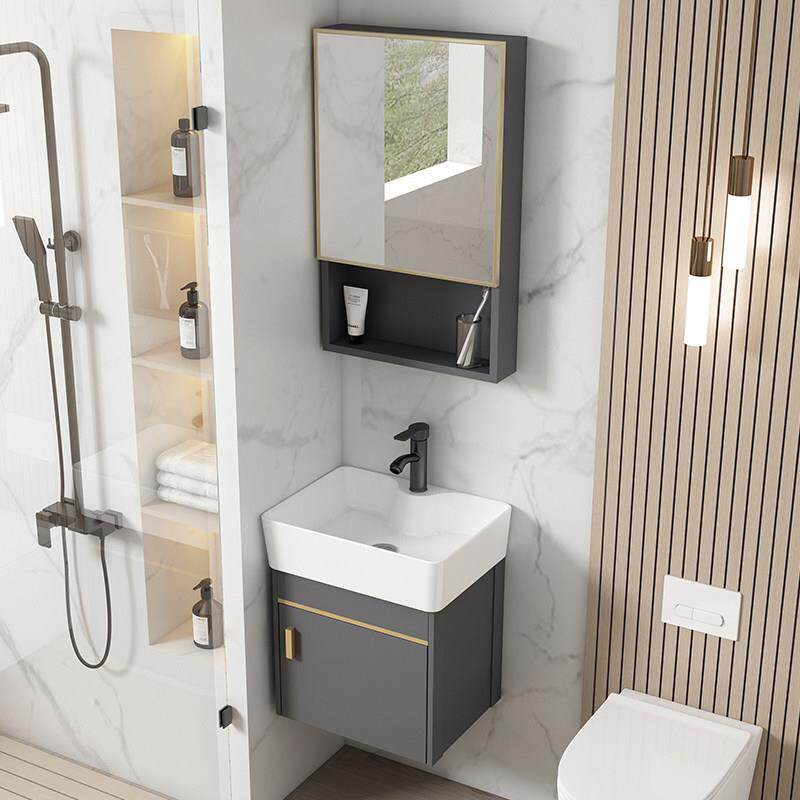 小户型浴室柜组合挂墙式洗手盆陶瓷一体洗面盆柜迷你洗漱池小尺寸