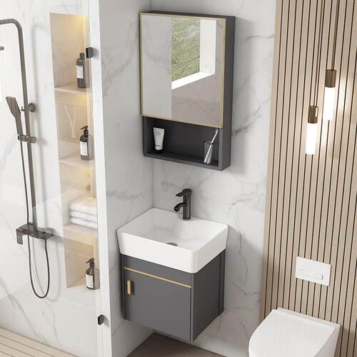 小户型浴室柜组合挂墙式洗手盆陶瓷一体洗面盆柜迷你洗漱池小尺寸