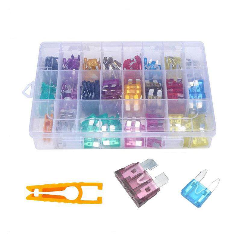 120/220/300pcs汽车保险丝盒装中小号熔断器取电器插片式保险片