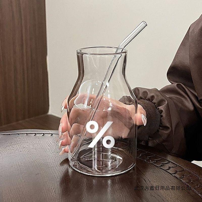 夏季耐热水杯牛奶家用咖啡杯杯子果汁吸管玻璃杯大容量百分号图片