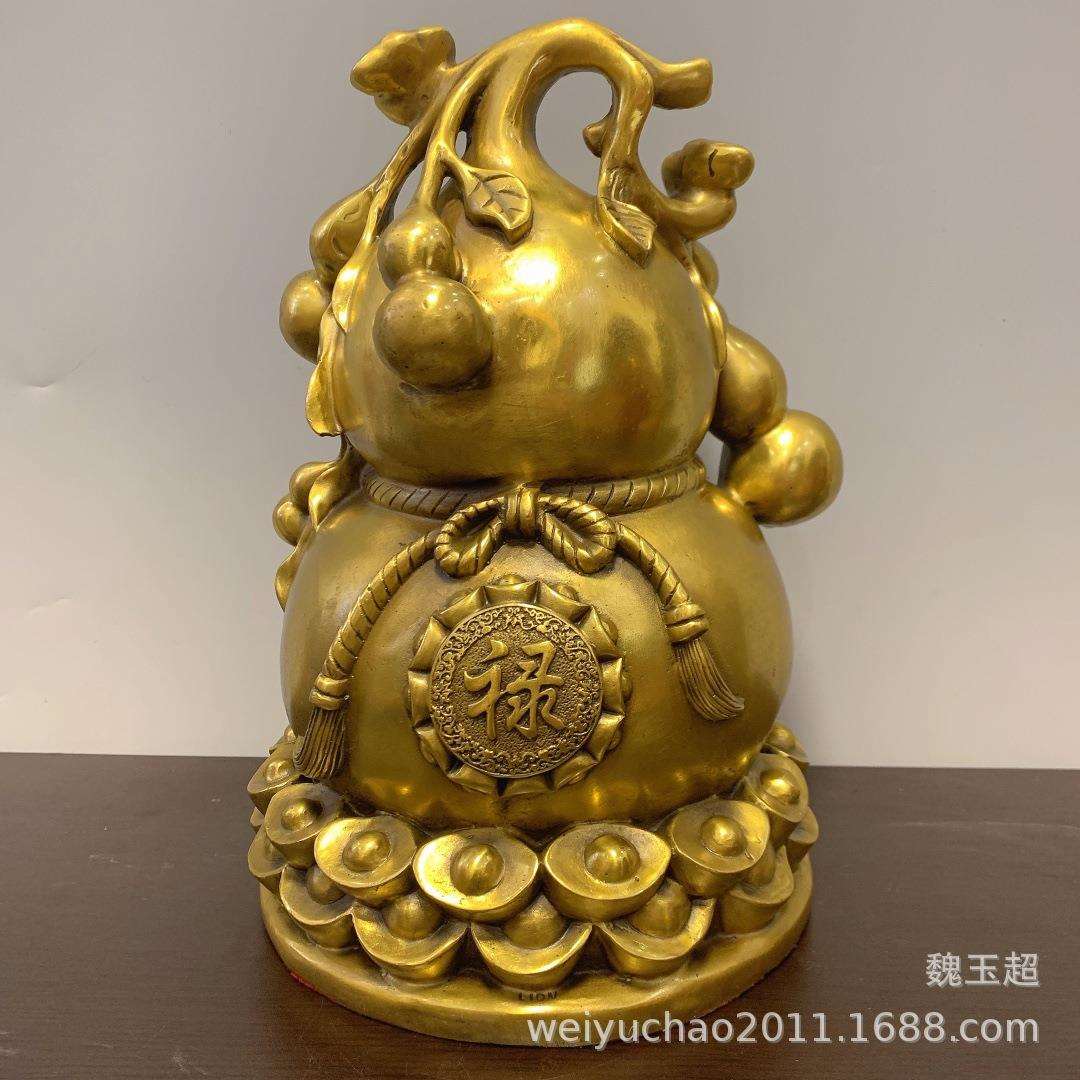 纯铜福藤葫芦 福禄元宝葫芦招财纳福家居风水工艺品摆设摆件