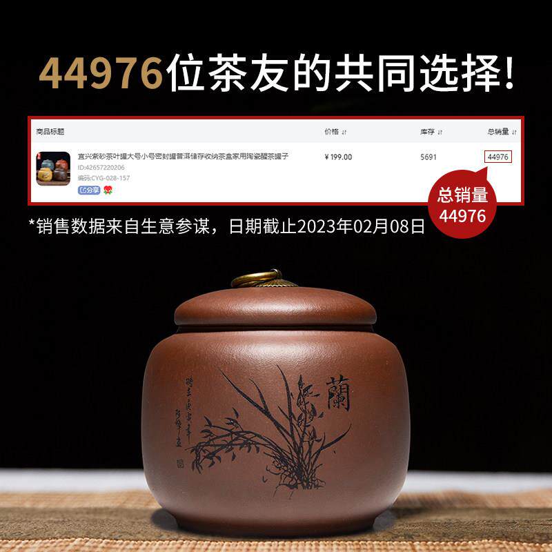 宜兴紫砂茶封叶罐CYG-028-大号小号密罐普洱存收纳茶盒家用陶储醒