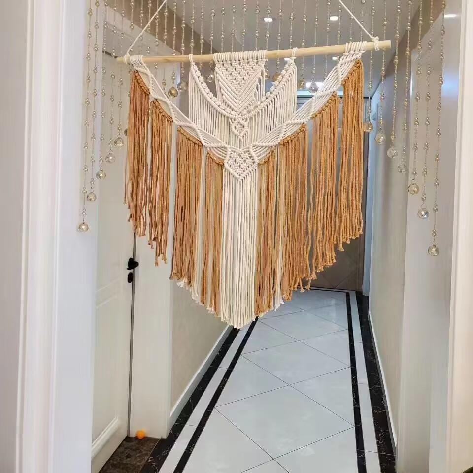 北欧编织挂毯手工壁挂玄关客厅壁饰背景墙民宿装饰样板房创意挂件