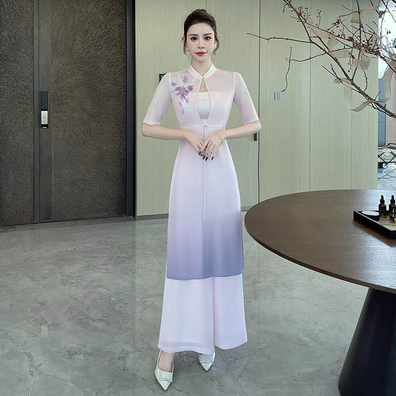 养生馆美容师工作服女式高端国风采耳师技师足疗气质旗袍套装