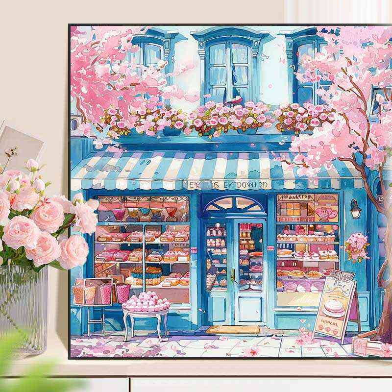 梦幻治愈甜品店diy钻石画卡通动漫卧室餐厅十字绣手工贴钻粘贴画