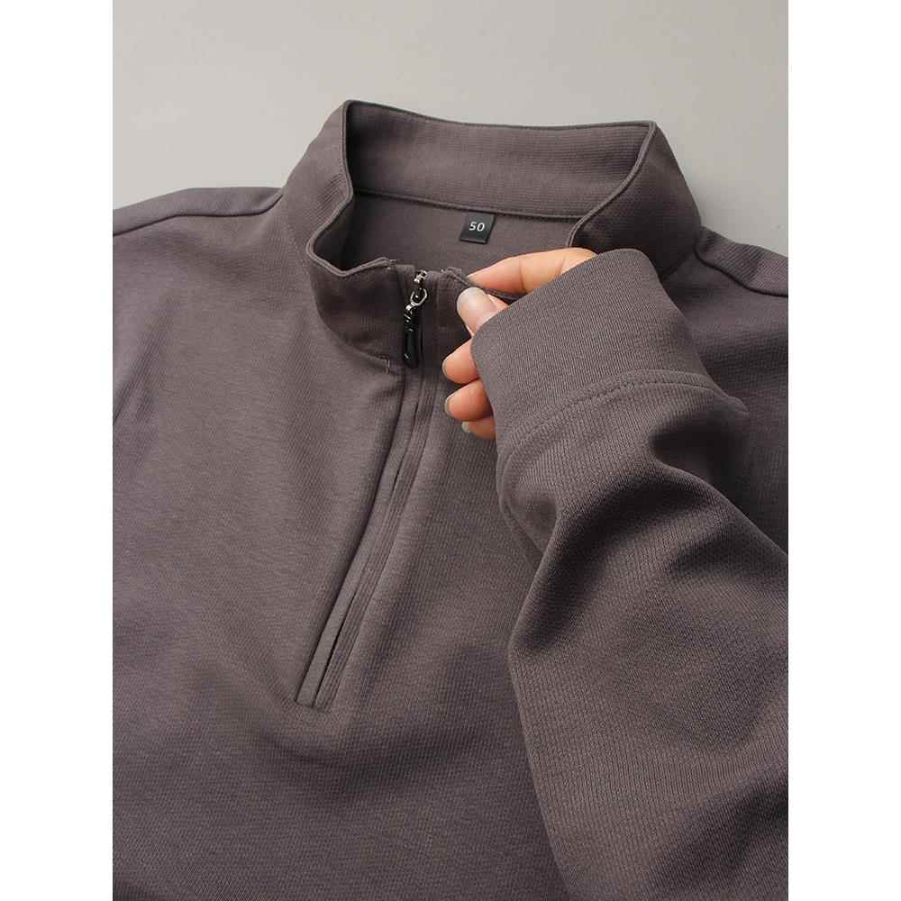 MAROLIO~专柜品质！男士半拉炼卫衣秋季新款休闲半高领长袖打底衫