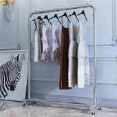 单杠龙门挂衣杆收纳带轮 衣服货架童装 简约服装 店展示架不锈钢女装