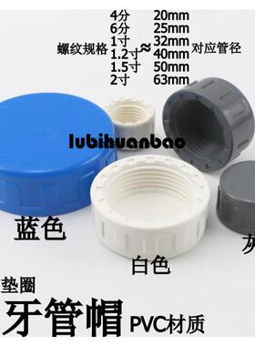 PVC内牙堵头内螺纹管帽闷头封帽盖子给水管配件4分6分1寸1.5寸2寸