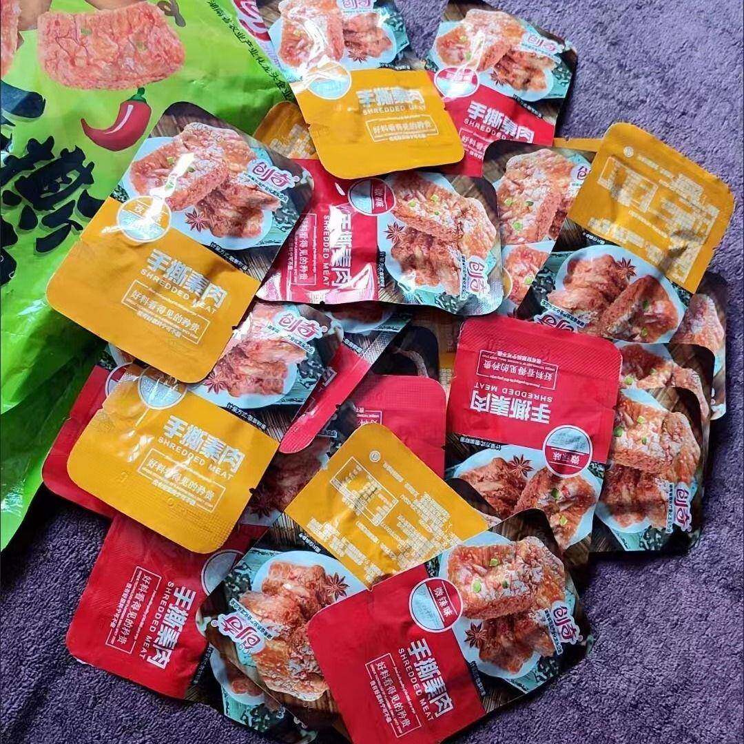 新货湖南特产创奇手撕素肉小零食一整箱开袋即食独立小包装休闲食