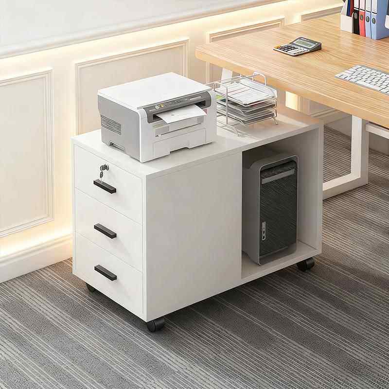 办公室桌下文件柜带主机位资料柜工具收纳柜带锁可移动抽屉储物柜