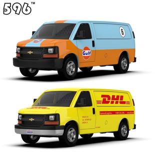596Model 1:64 雪佛兰面包车VAN GULF海湾石油涂装/DHL 彷真合金