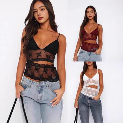 Sexy Lace Cami Tops for Women V Neck Y2k Spaghetti Strap