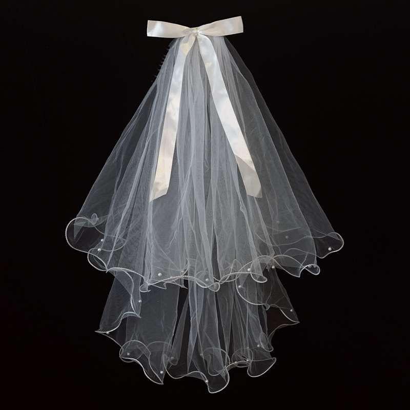 蝴蝶结领证登记头纱短款简约头纱