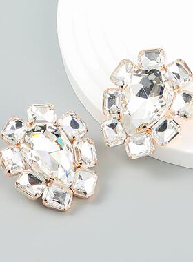 Alloy Rhinestone Drop-shaped Earrings For Women High-profile