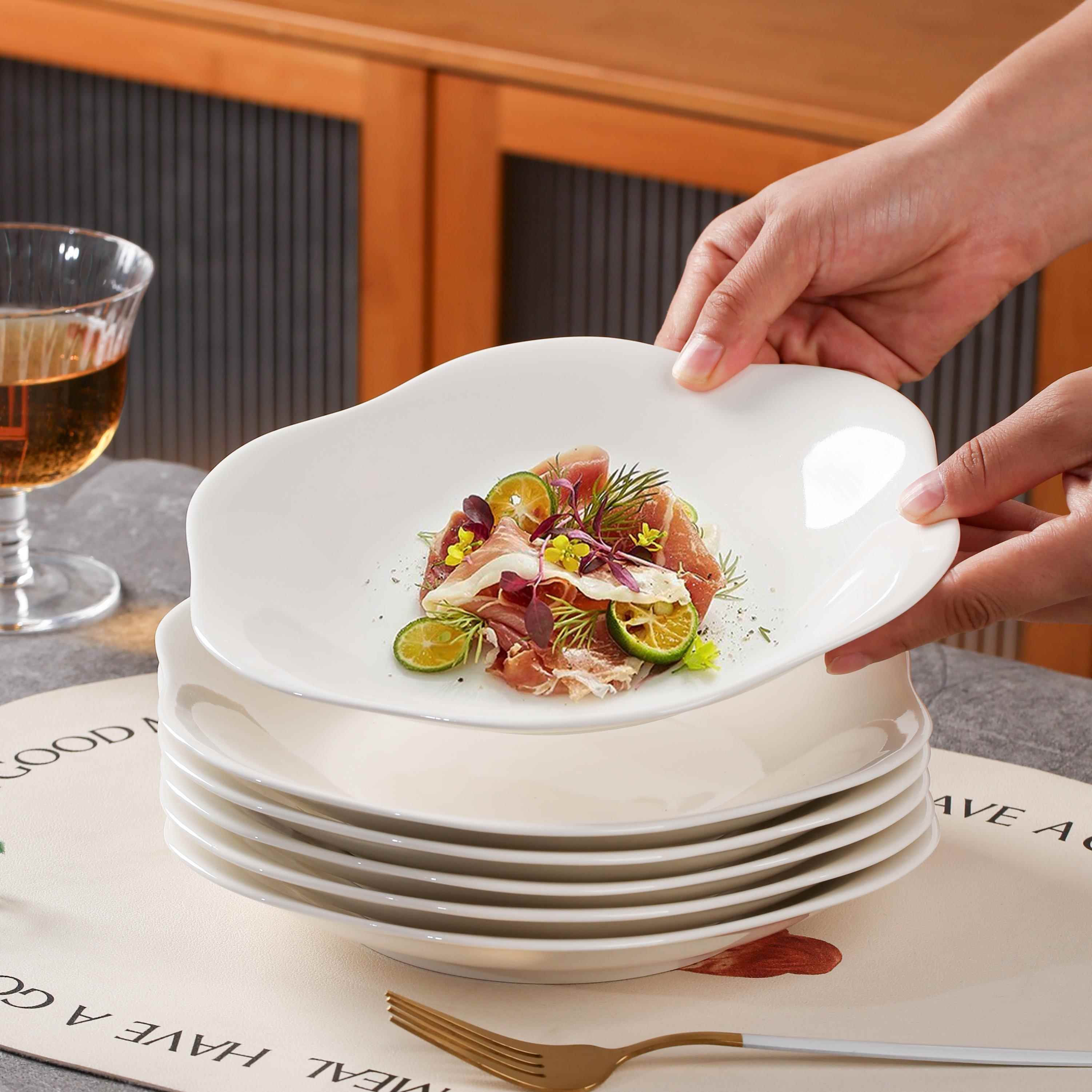 陶瓷盘子2025新款ins高颜值网红平盘菜盘陶瓷餐具沙拉盘花瓣盘