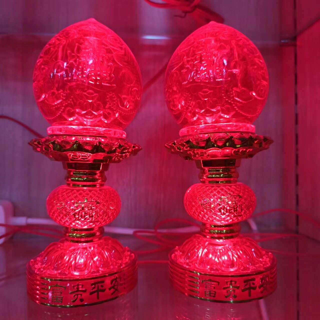 LED招财波灯财神灯插电电池莲花灯家用供佛旺财关公长明灯电蜡烛