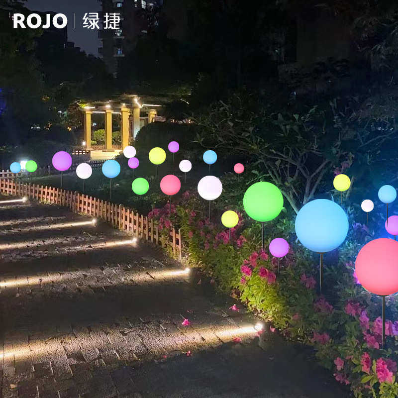 LED发光圆球灯创意草坪装饰七彩户外景观PE球形灯圆球装饰亮化灯