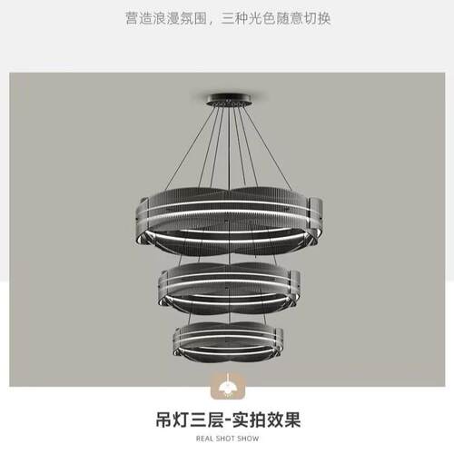 意式极简客厅吊灯新款轻奢圆环餐厅灯大气后现代设计师卧室餐厅灯
