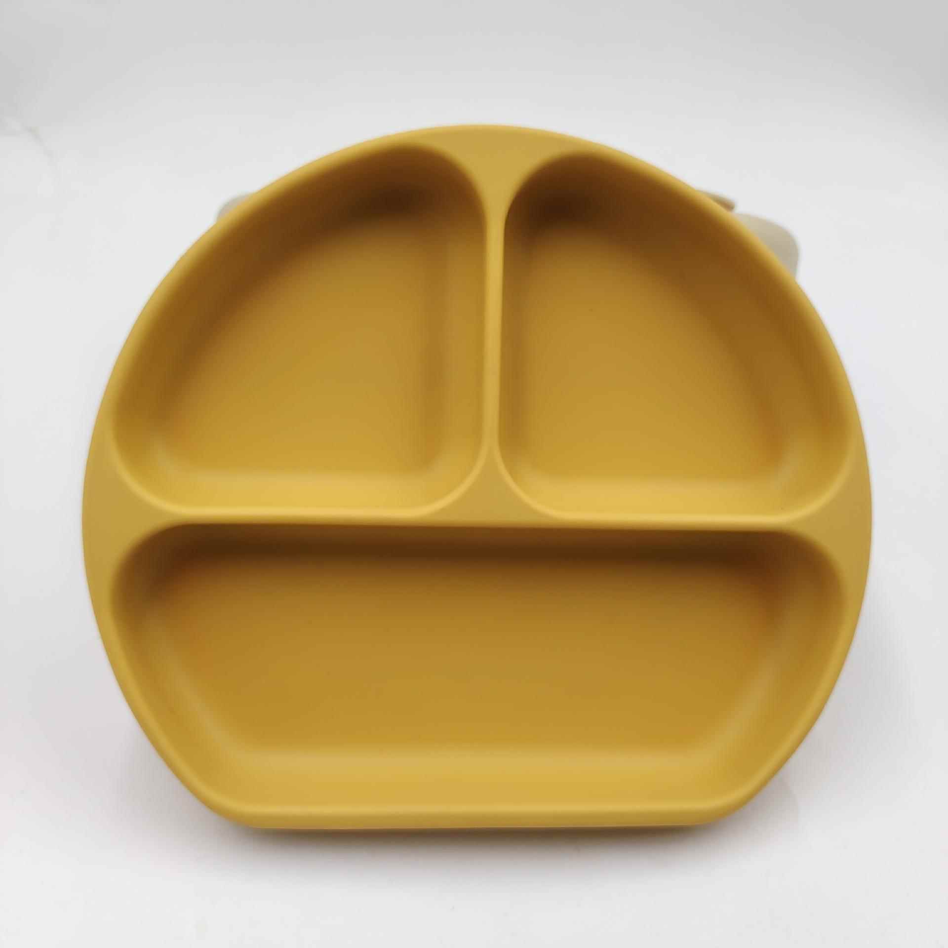 跨境婴幼儿童分隔餐盘硅胶吸盘一体式吸力辅食盘中式餐具吸力稳固