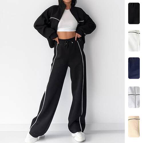 Set of semi high neck zipper cardigan with zip ties,