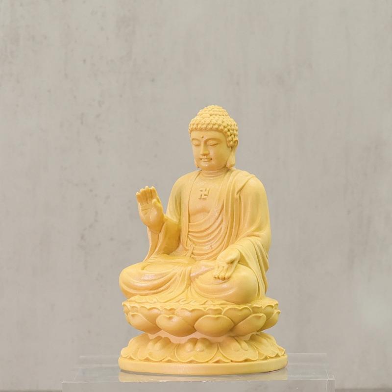 大日如来黄杨木雕摆件工客艺4841品新中式厅家居实雕刻工艺品木摆