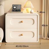 质实木奶油ARE头柜三抽简约新款 皮轻奢床家用床卧室现代小型收纳