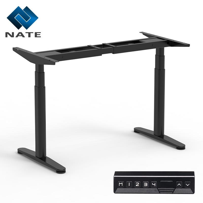 椭圆管电动升降桌架腿新中式电竞桌腿电动双电机正装三节升降桌腿