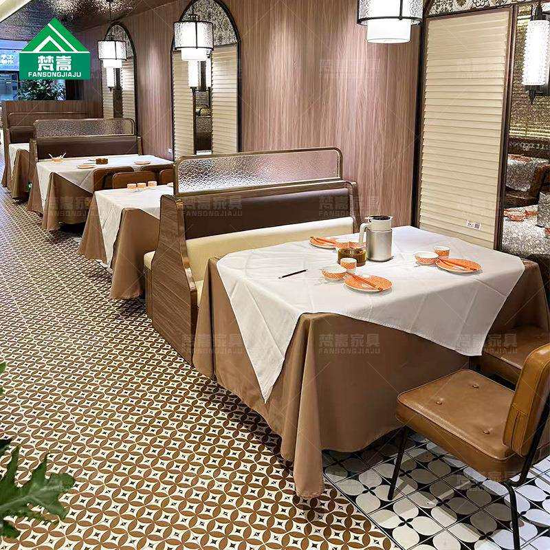 连锁餐厅桌椅组合火锅店饭店餐饮桌椅融合餐厅茶楼咖啡厅卡座沙发