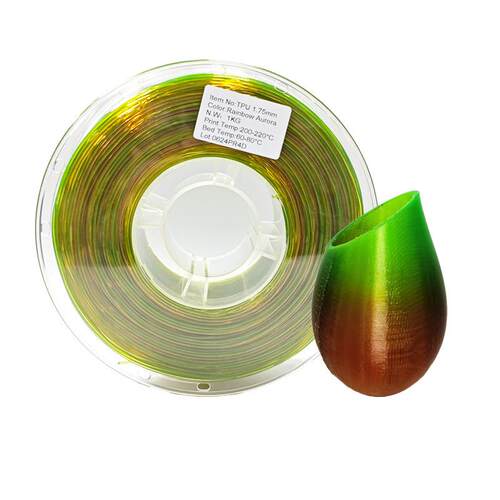 品锐PINRUI3d打印耗材TPU彩虹1.75mm多色渐变TPU软料极光色软胶