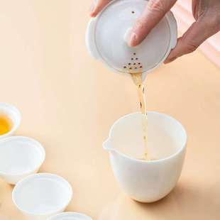 一壶四杯陶瓷快客杯家用户外露营茶具国潮风小套 旅行茶具便携套装