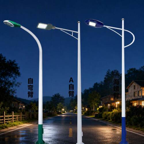 户外市电路灯自弯臂新农村杆灯6米A工程led灯锥形热镀锌海螺臂