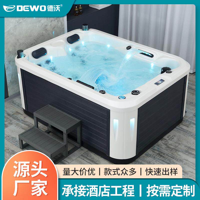 跨境家用按摩浴缸智能恒温加热冲浪亚克力长方形工厂