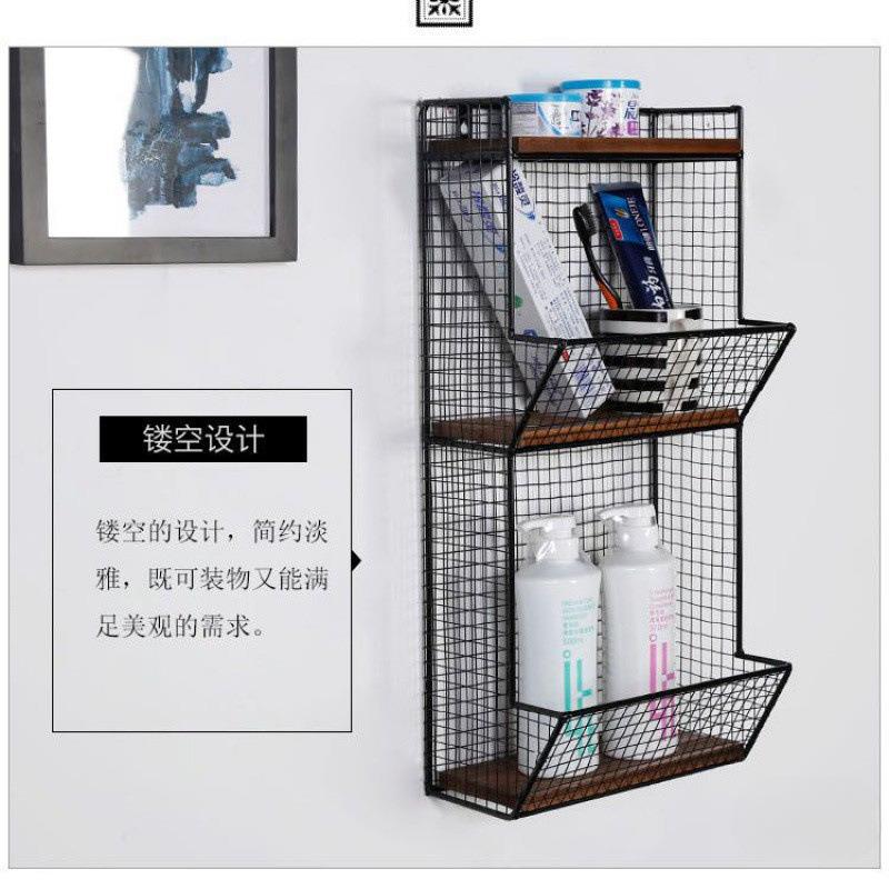 櫜木板墙上书架置物架1复古墙壁V铁艺实层架JCK6G一5字隔板创意壁