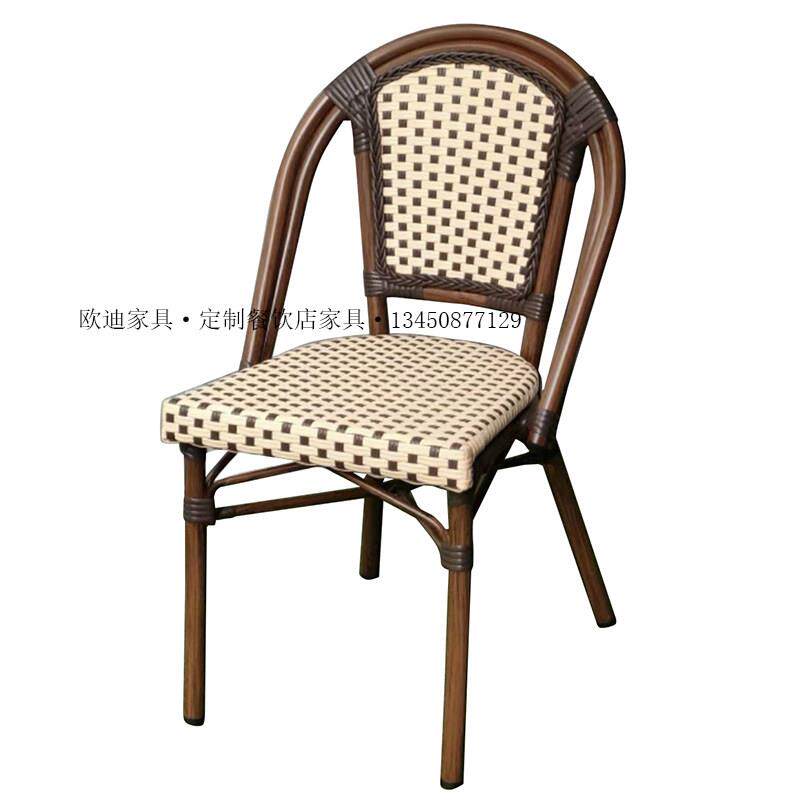 户外桌椅法式餐桌大理石圆桌奶茶咖啡厅桌椅组合覆古民宿餐吧藤椅