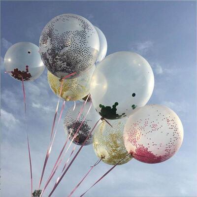5Pcs/lot 12" Confetti Balloons Clear Ballons Party Wedd