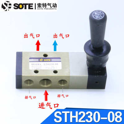 索特SOTE气动气源手板阀STH210-08/STH310-10/4H210手拨阀手转阀