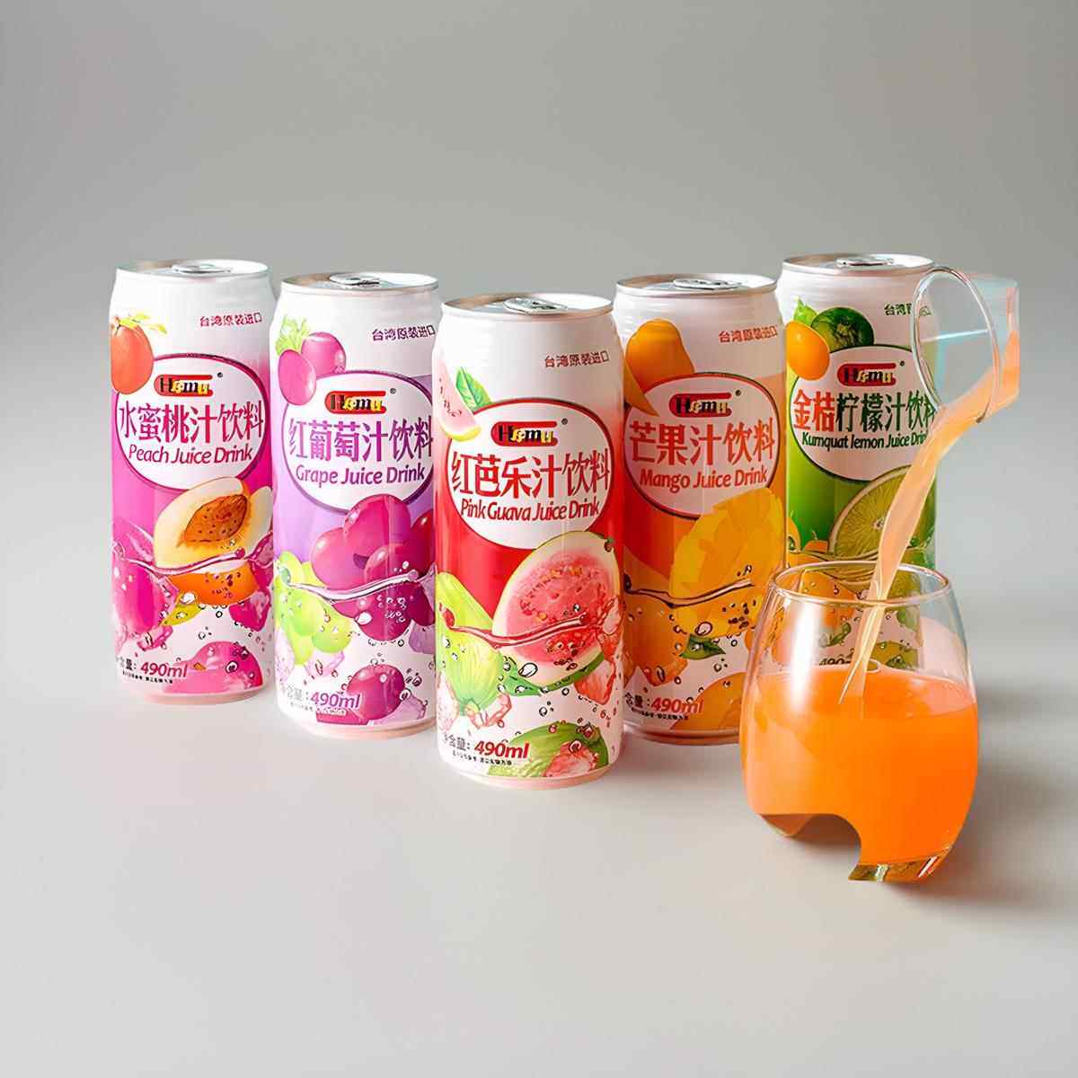 中国台湾hamu红芭乐果汁饮料罐装混合果汁490ml金桔柠檬汁特产