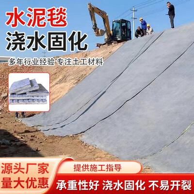 水泥毯浇水固化鱼塘护坡铺路河道沟渠基坑防护新型混凝土固土毯布