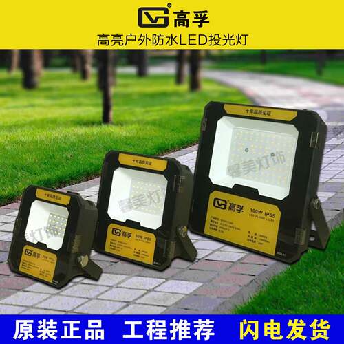 高孚照明投光灯20W50W100W200W户外防水庭院灯射灯室外广告路灯