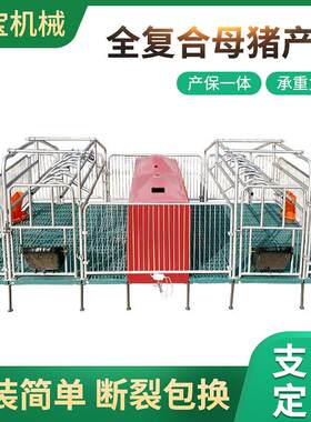 厂家直供热镀锌复合板双体产床落地定限位栏分娩床母猪兽用机械