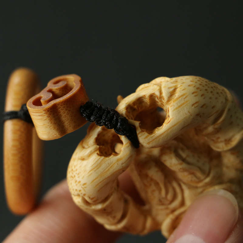 钉宠龙虾竹根精品件老小天然满茶竹制雕刻手把挂件竹雕纯手工把玩