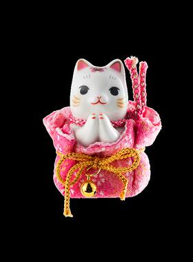 新款日招本药师窑福袋财猫陶瓷摆件意创开可爱生日结婚业礼品车载