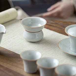 家用茶漏茶滤全瓷茶叶滤网陶瓷泡茶一体滤茶器茶具配件 皓澜中式