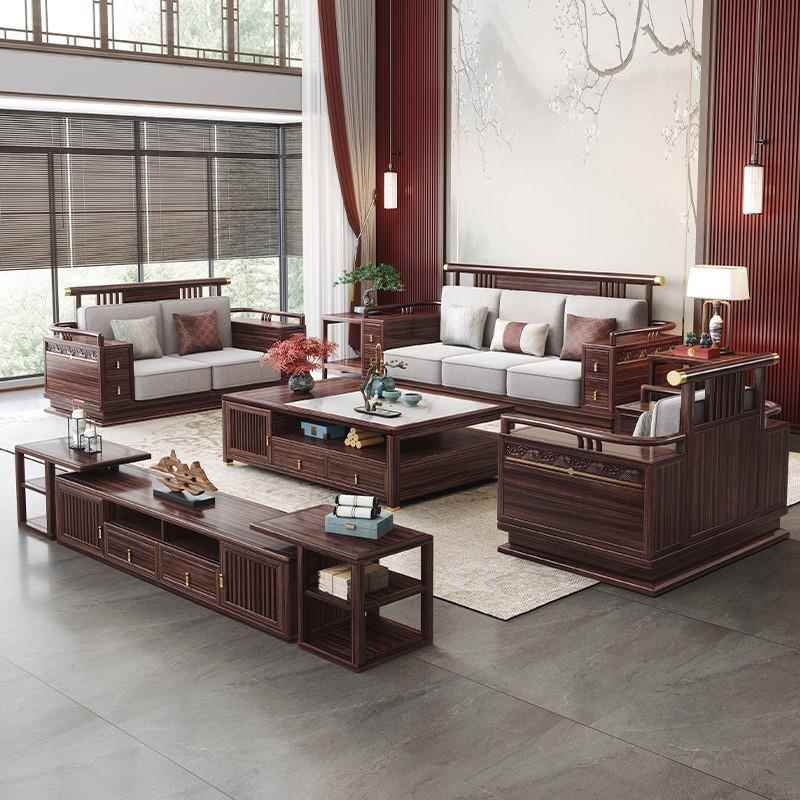 中式沙发乌木实木发组合家用简新约金大户沙型别墅W-100全实木客
