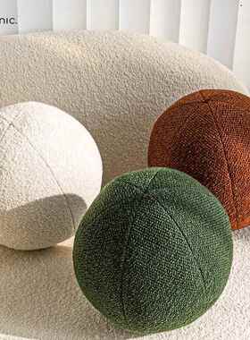 代简约样现板间圆球形靠抱枕装饰ERW靠垫焦糖色沙绿色稀奇古怪发